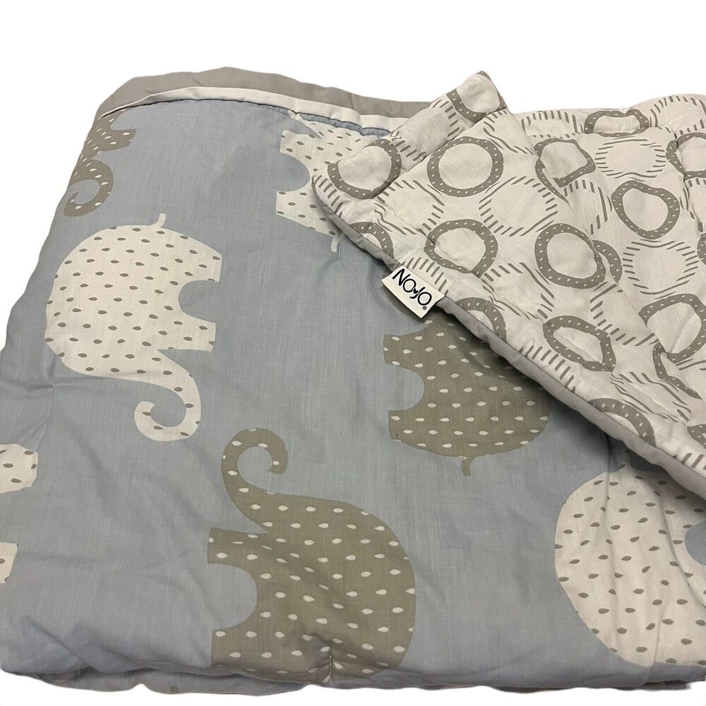 NoJo Dreamer Collection Elephant Blue Grey Crib Bedding Comforter Quilt Blanket
